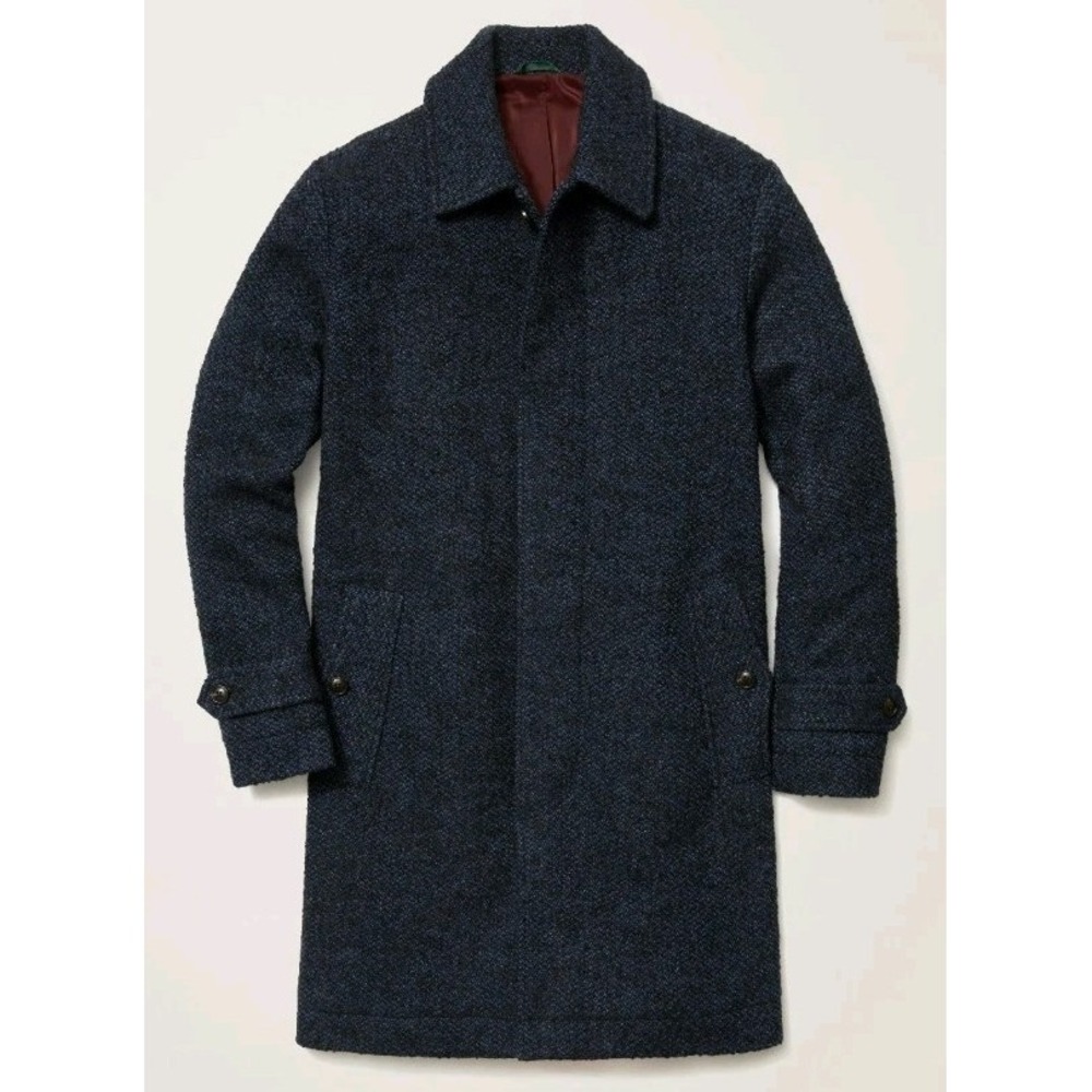 NEW Bonobos Italian Wool Overcoat Blue Men 40 Car Coat Jacket Career Thick